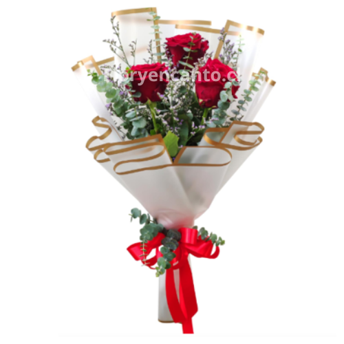Ramo Elegante de 3 Rosas Rojas