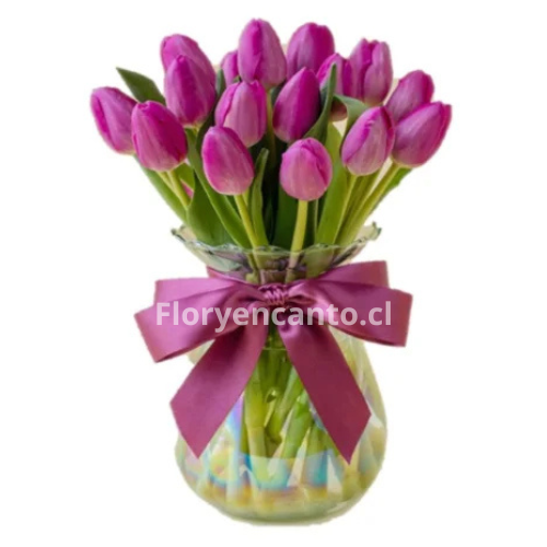 Florero De 20 Tulipanes Lilas