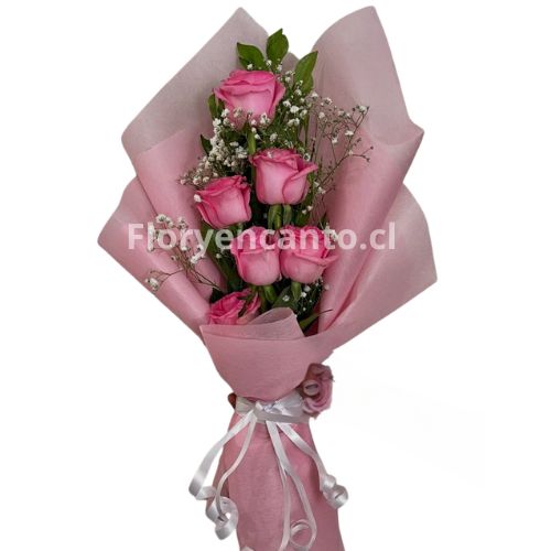 Ramo de 6 Rosas Pasión Fucsia