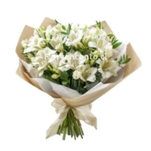 Ramo de 10 Astromelias Blancas La Fuerza de la Pureza