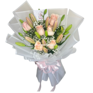 Ramo de Lirios y Rosas Rosadas